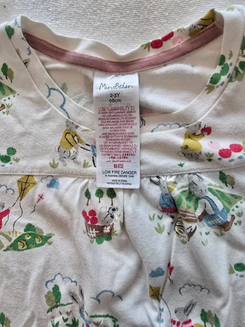 2-3Y Girls Mini Boden Long Sleeve Nightgown Bundle (Bunnies & Floral)